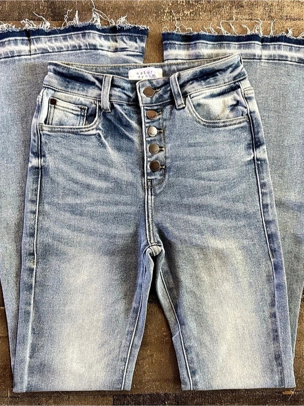 Nature Denim Flare Leg Jeans in Blue Size 5